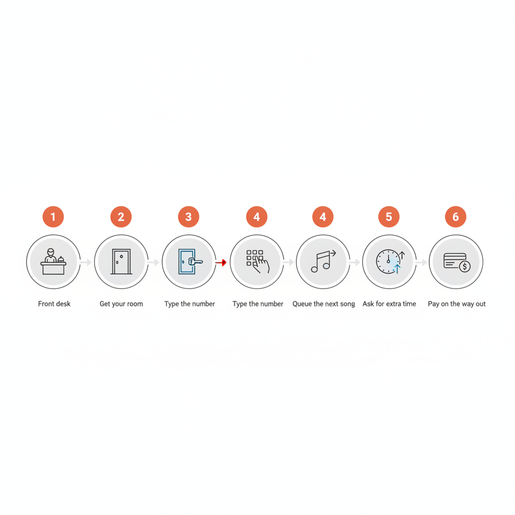 Front desk to final bill, in six steps.