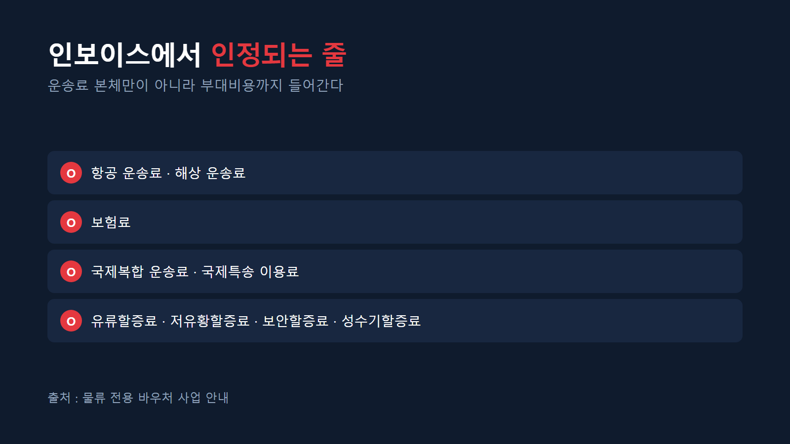 인보이스에서 인정되는 줄