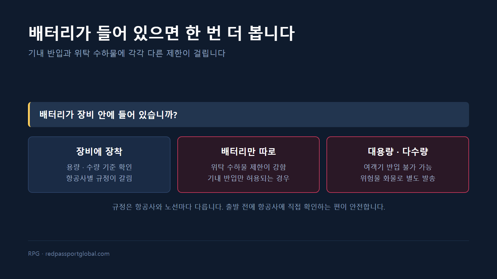 배터리 내장 시제품의 반입 가능 여부