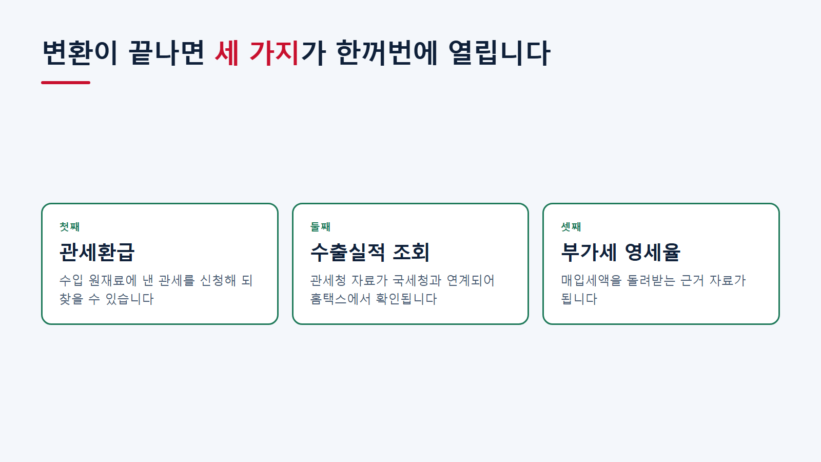 변환이 끝나면 열리는 세 가지