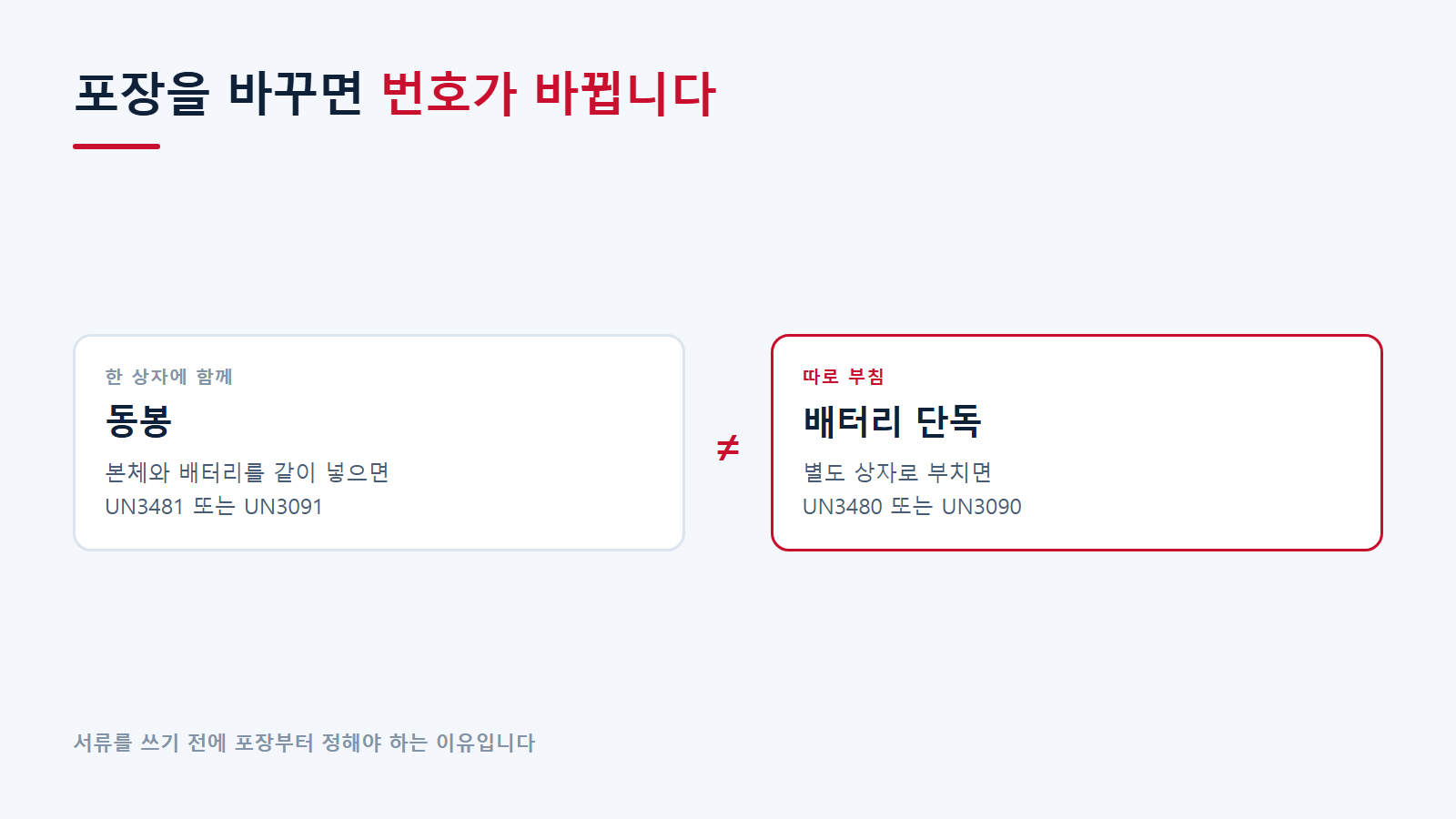 포장을 바꾸면 유엔 번호도 바뀝니다