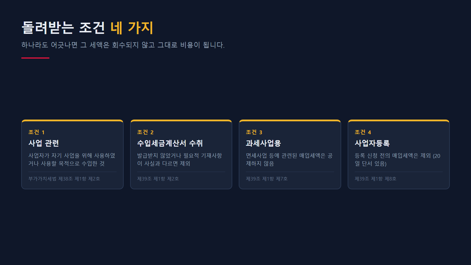 매입세액 공제 네 가지 조건