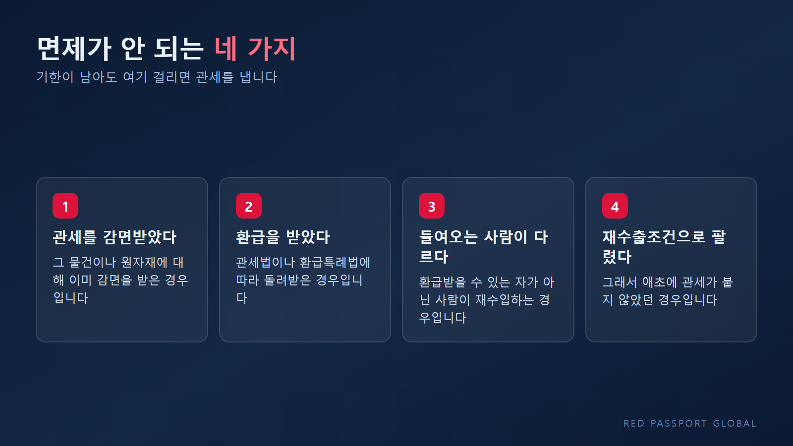 면제가 안 되는 네 가지 배제사유