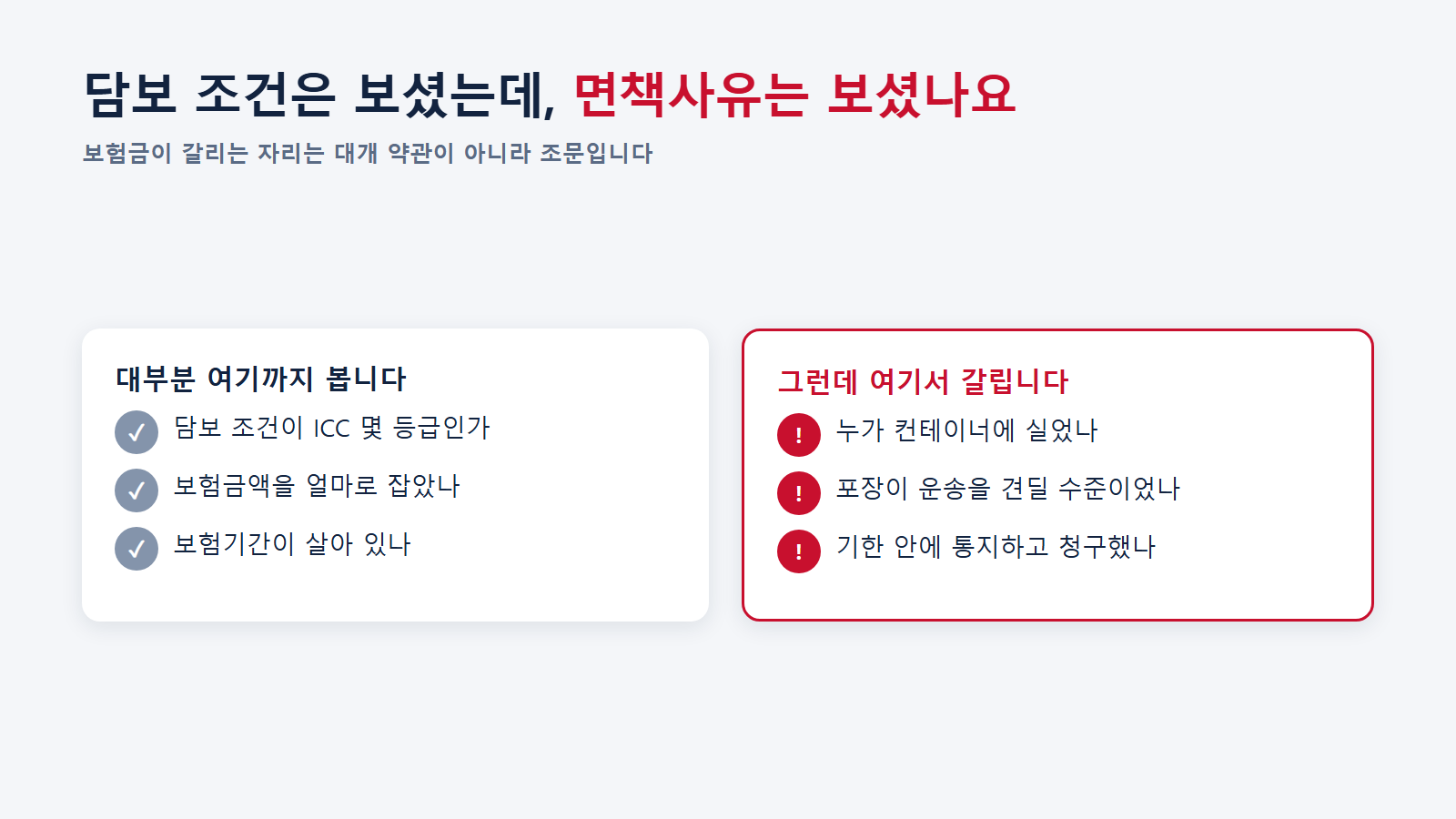 보험금이 갈리는 자리는 대개 약관이 아니라 조문이다