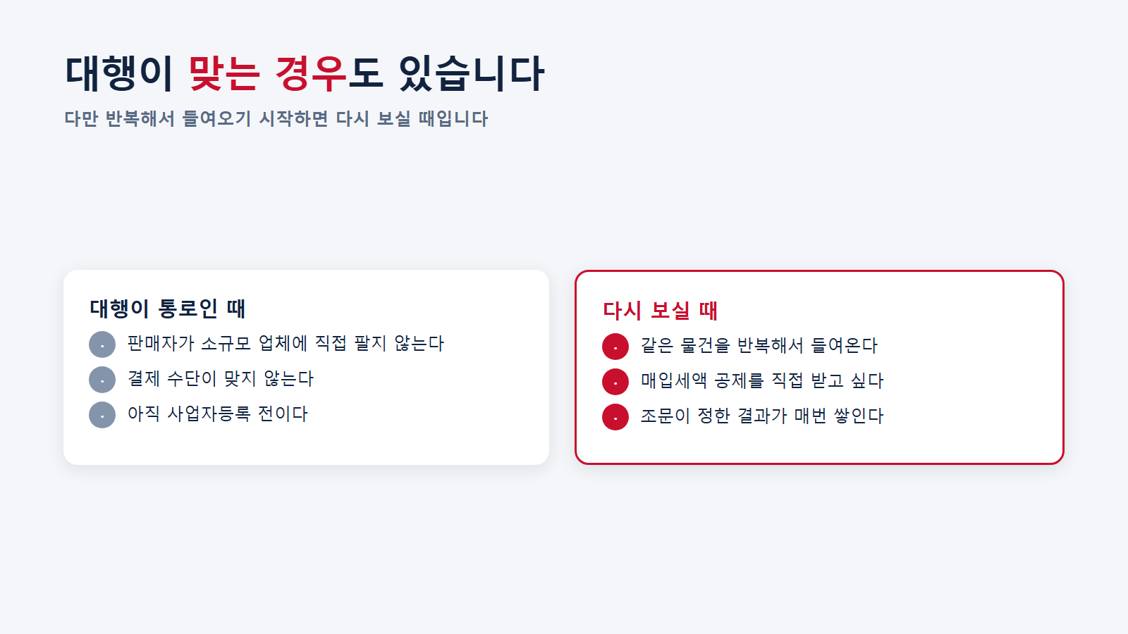 대행이 통로인 때와 다시 보실 때