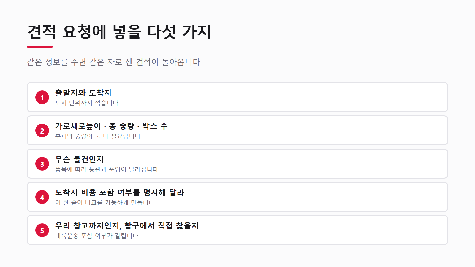 견적 요청서에 반드시 들어가야 할 다섯 가지 정보