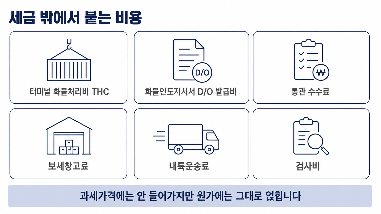 과세가격에는 안 들어가지만 원가에는 그대로 얹히는 국내 부대비용 여섯 가지