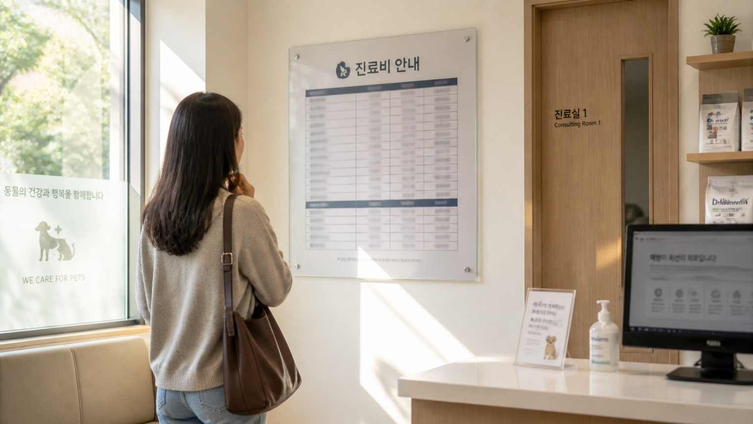 동물병원 진료비는 접수창구·진료실 등 보호자가 알아보기 쉬운 곳에 게시된다.