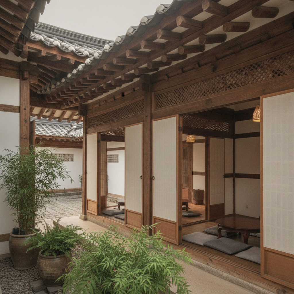 Ikseon-dong: renovated hanok, courtyards, tight alleys.