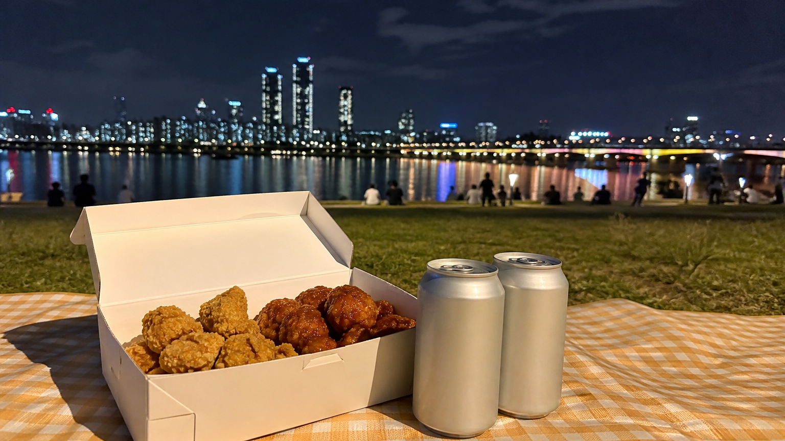 Delivery to a picnic mat by the river is a normal Friday night here.