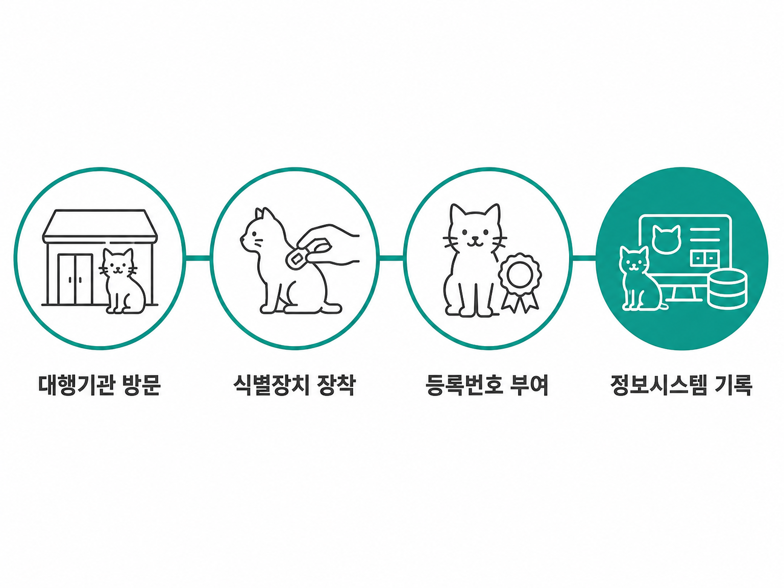 등록 신청에서 국가동물보호정보시스템 기록까지 (동물보호법 시행령 제10조, 댕묘 제작 도식)