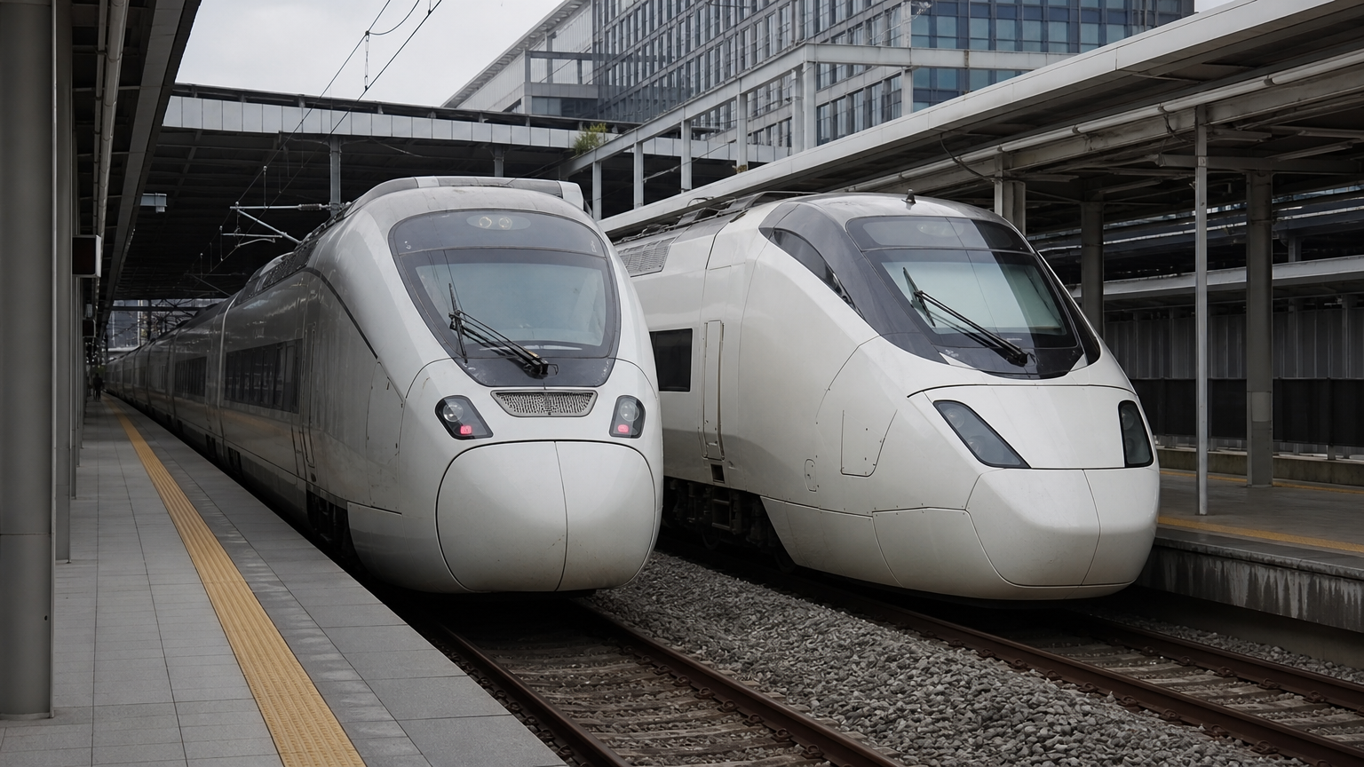 Two high-speed services on the same line. The difference is which station you leave from.