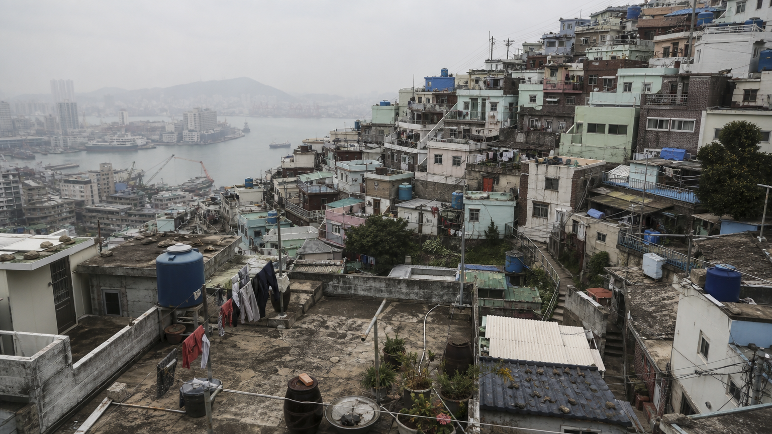 Hillsides packed with houses — a city that absorbed far more people than it was built for.