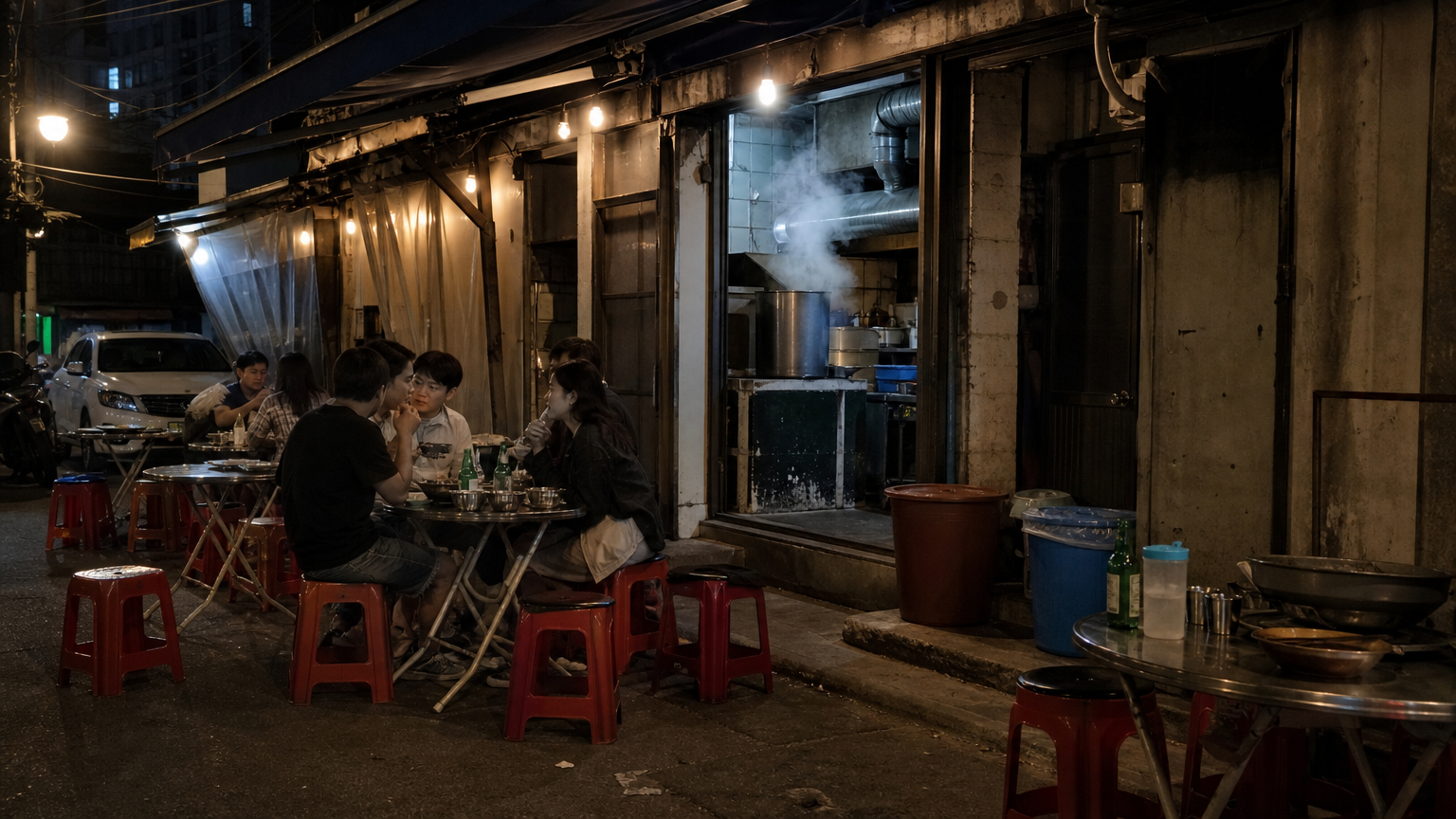 A plastic stool outside every second doorway. This is the Busan I grew up in.