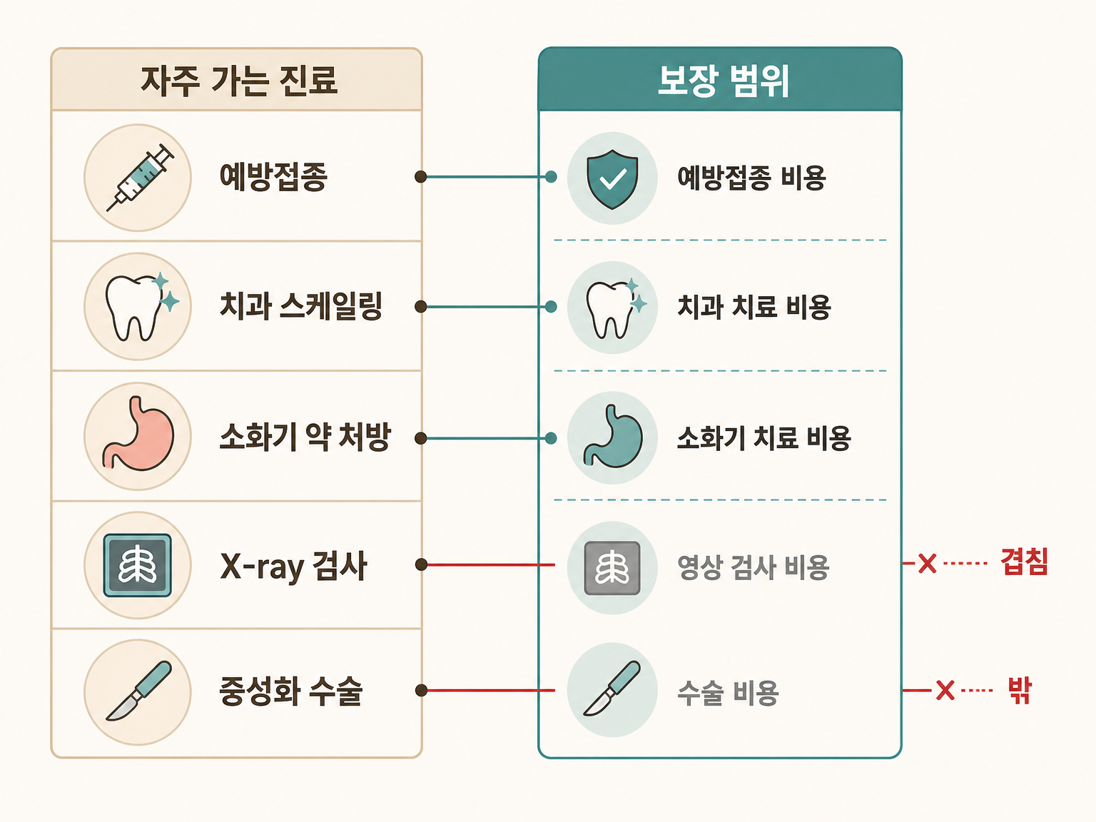 자주 가는 진료가 보장 범위 안에 들어오는지 대조하기 (댕묘 작성)
