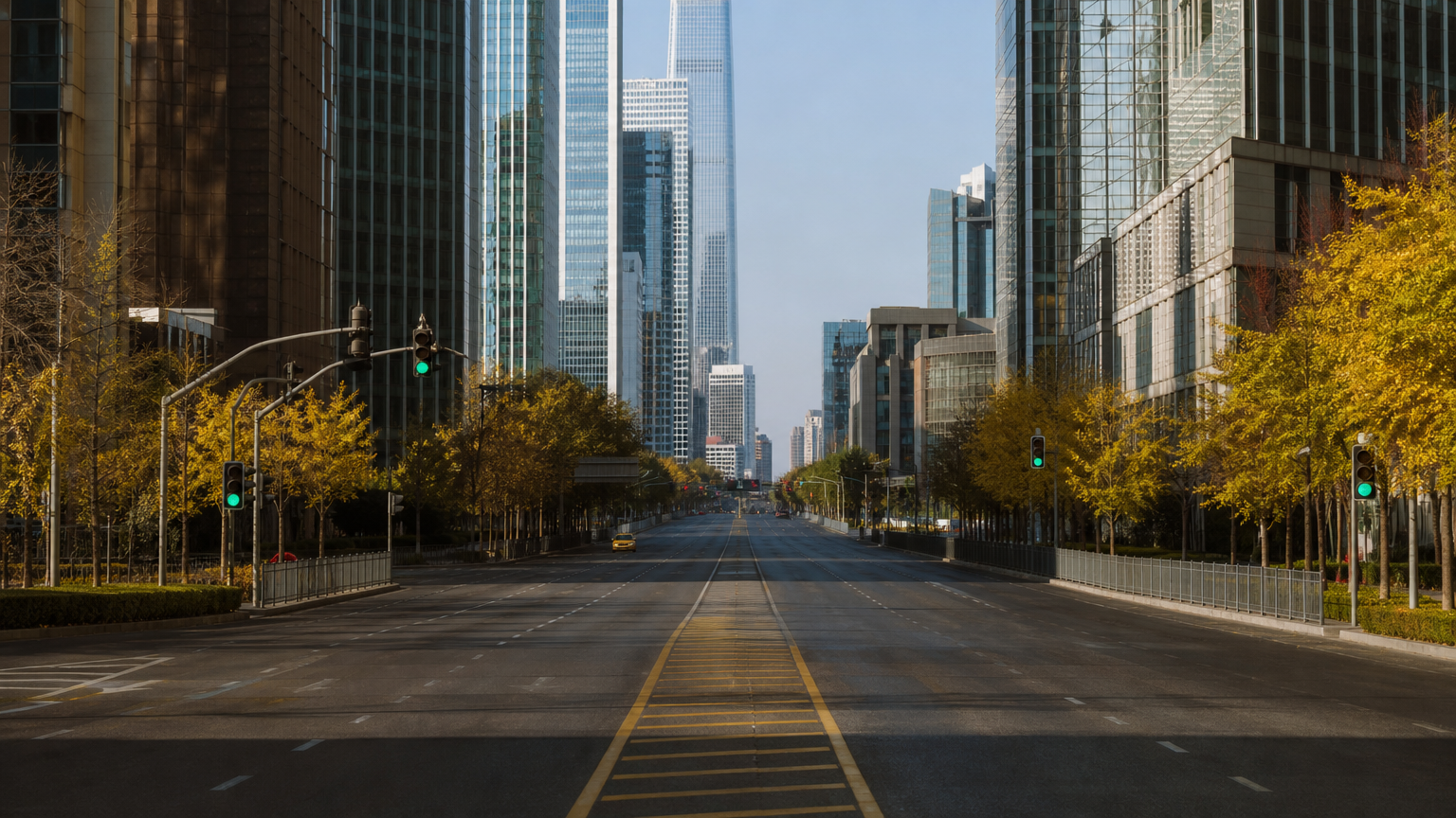 A main road through the capital, with most of the city gone south.