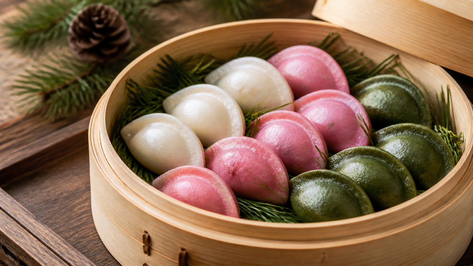 Songpyeon, steamed over pine needles. Made for this week and almost no other.