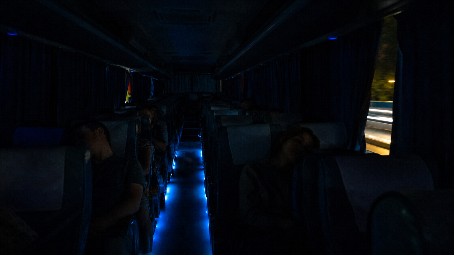 Lights off, curtains drawn. Sleeping is the norm, not the exception.