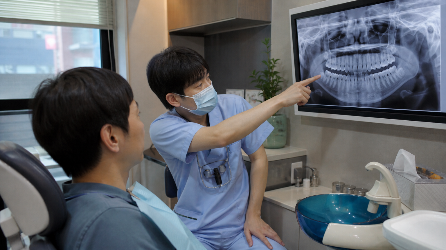 An X-ray on the first visit, then a plan with a price attached. Illustrative image.