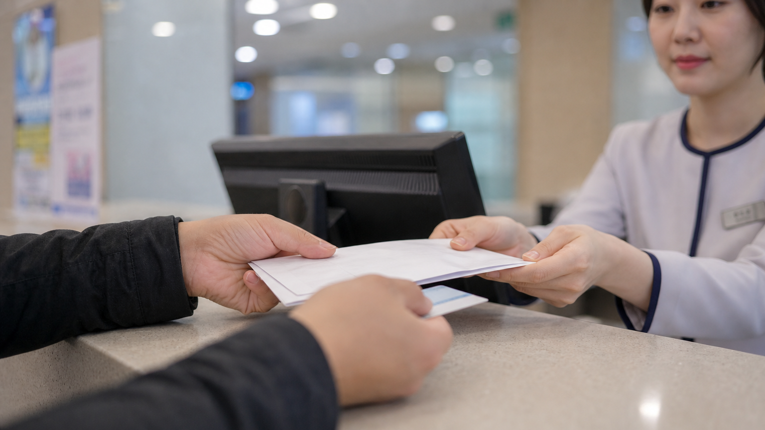 The referral letter is handed over with your ID at reception