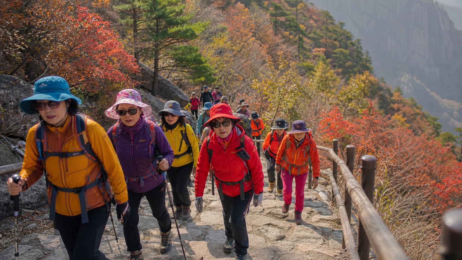 Hiking is a mass activity here, and October trailheads are crowded from early morning