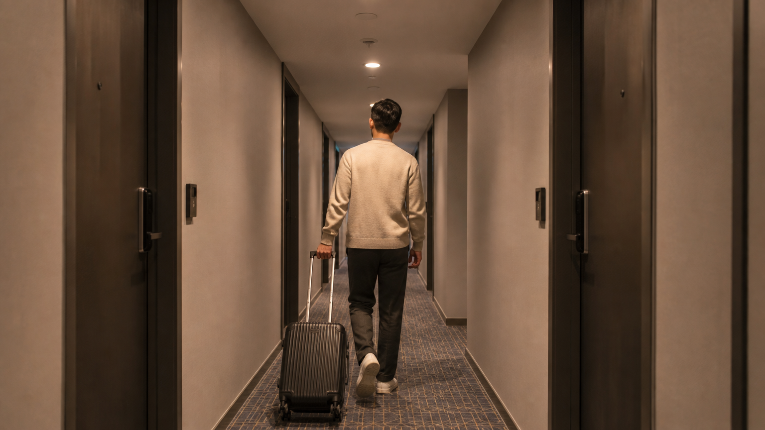 Individually accessed rooms, and no shared space to cross. Illustrative image.