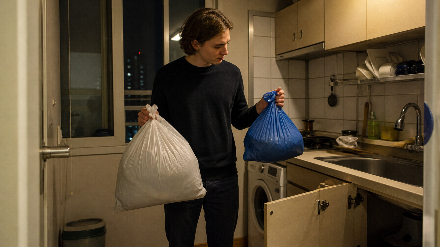 Eleven at night, with a full bag and the wrong colour. Illustrative image.