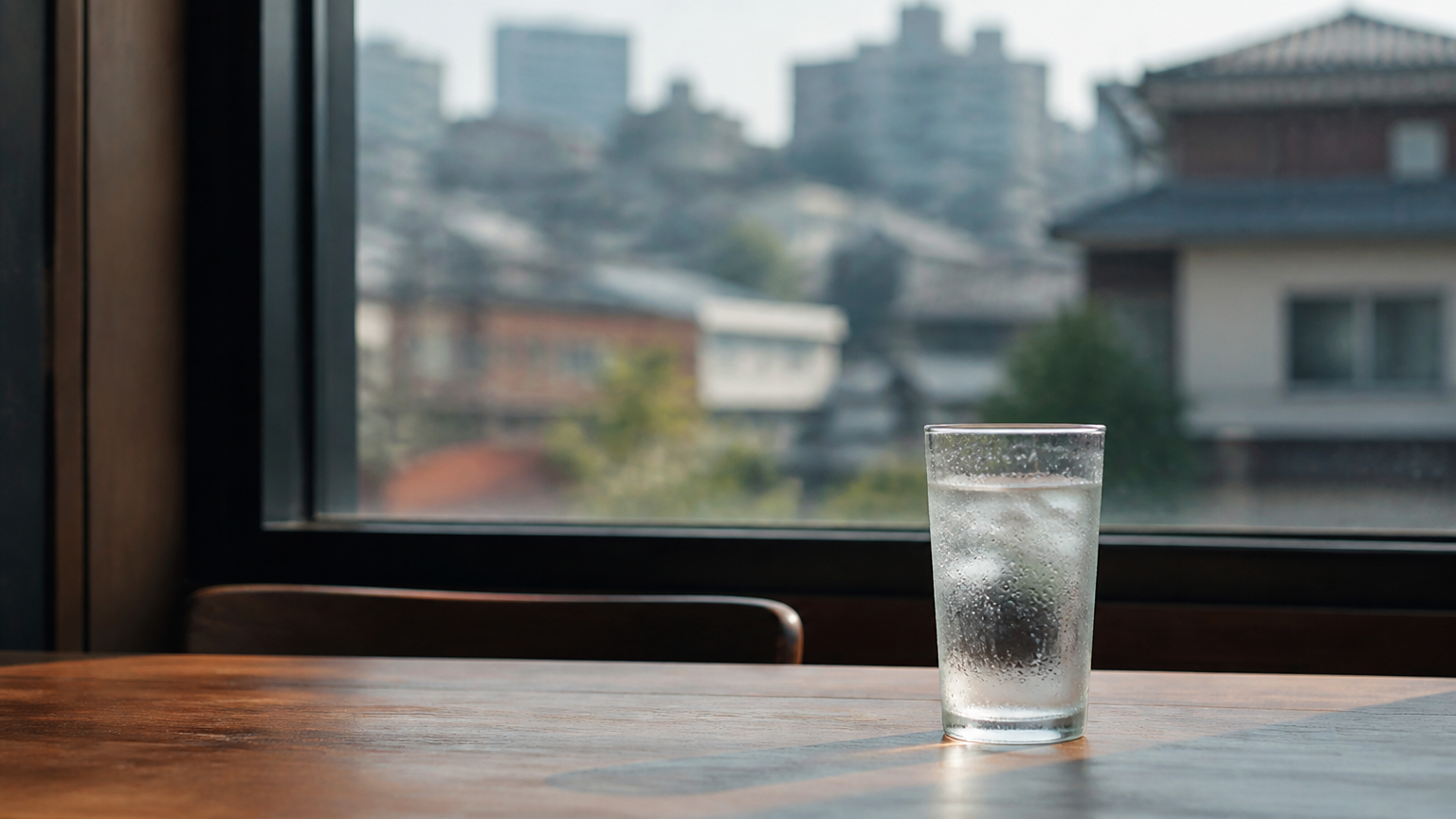 The glass they put on your table. Illustration generated for Jeong, Korea.