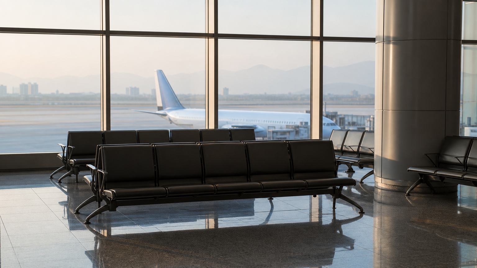 A domestic departure area — where the Jeju leg actually begins.