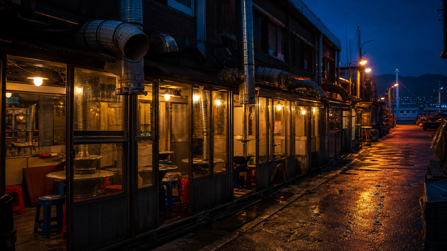 Black Pork Street in Jeju City, near the harbour.