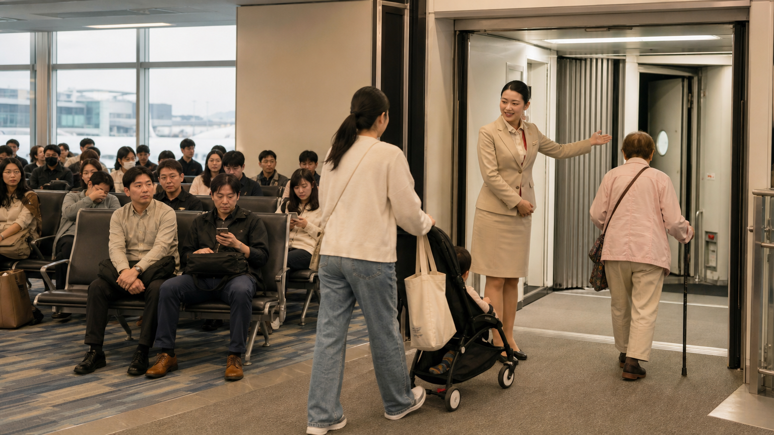 Priority boarding moves first, ahead of every numbered group. Source: Korean Air.