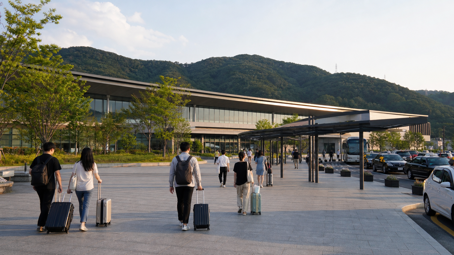 Gyeongju Station sits on the western edge of the city. The historic quarter is twenty to twenty-five minutes further east.