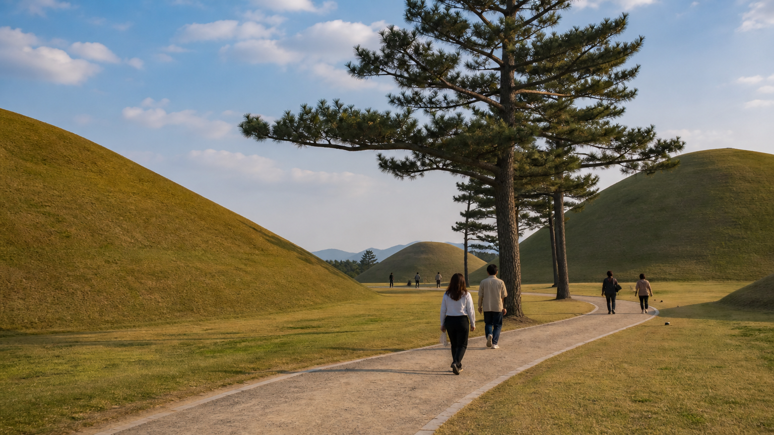 The royal tombs sit in open parkland in the middle of town, a few minutes' walk from the old streets.