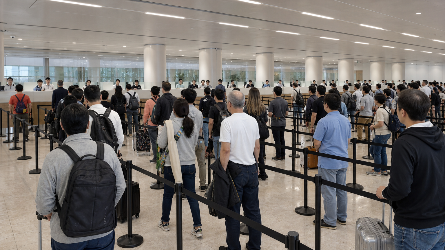 Immigration at a Korean international airport. What you hand over here is an arrival declaration, not a K-ETA.