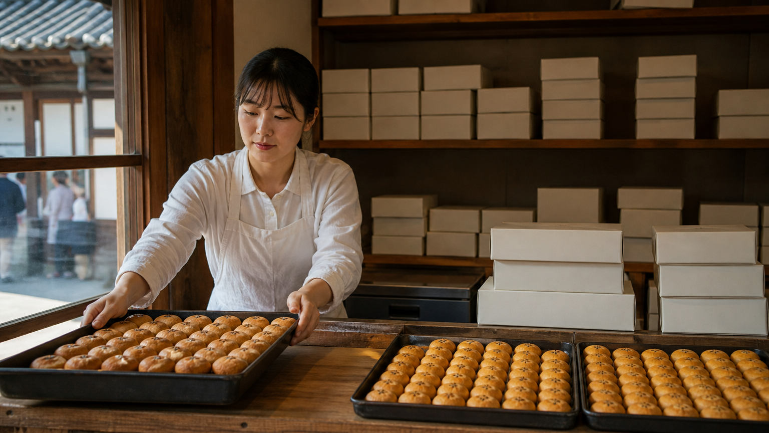 The bread is fresh-baked and boxed by the tray. Most of those boxes are going to somebody's colleagues.