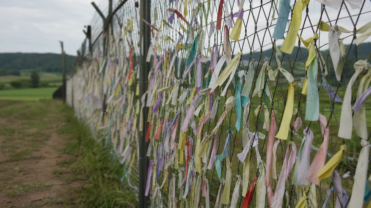 Ribbons tied to the fence by visitors. This is the part of the day people remember.