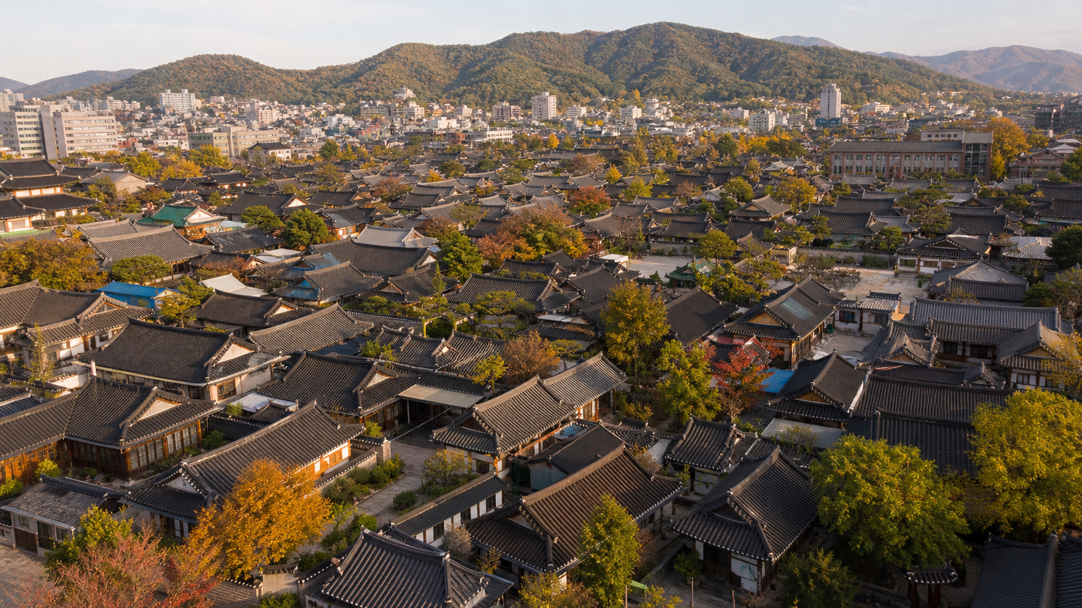Jeonju Hanok Village from above. The roofs are why most people come.