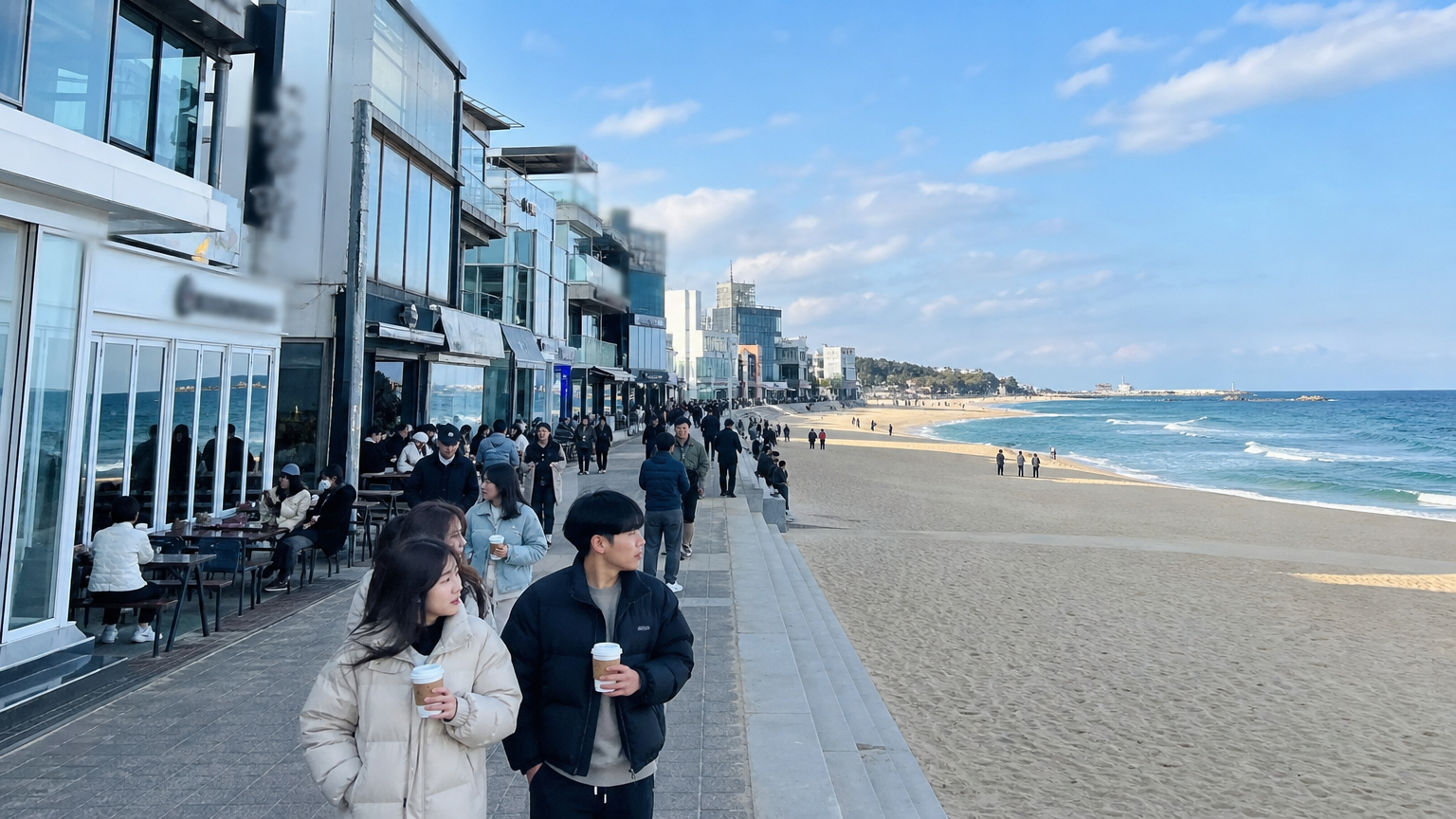 Anmok: the cafes face the water, and they run all year.
