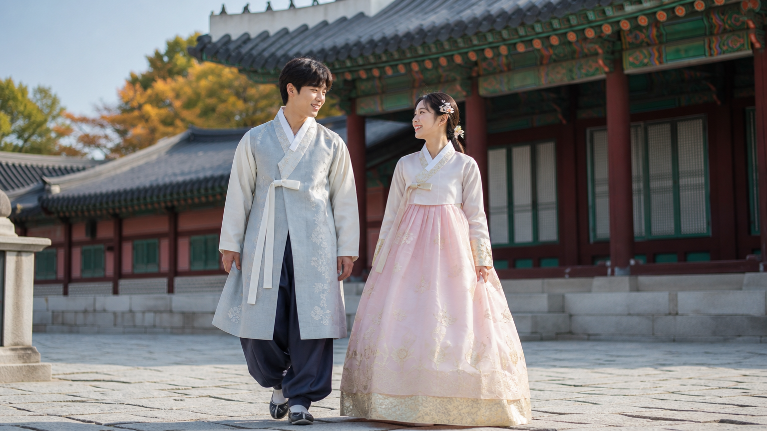 A jeogori worn with a hanbok skirt or trousers is what the guideline asks for. Illustration: Jeong, Korea