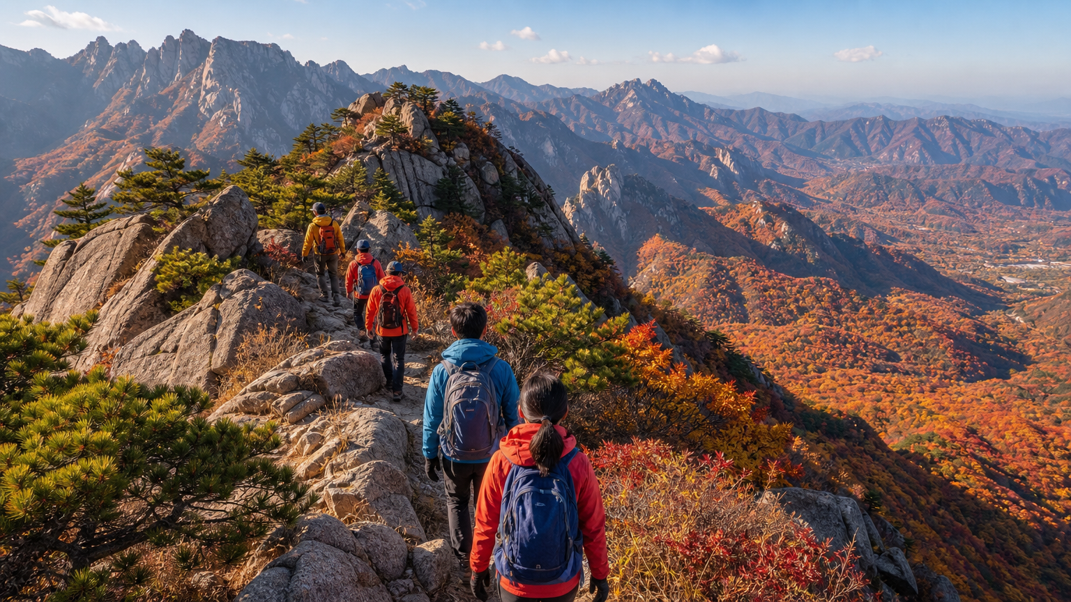 A Korean ridge trail in late October. Illustration.