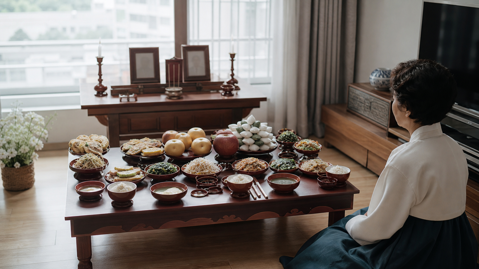 A charye table set on the morning of the holiday