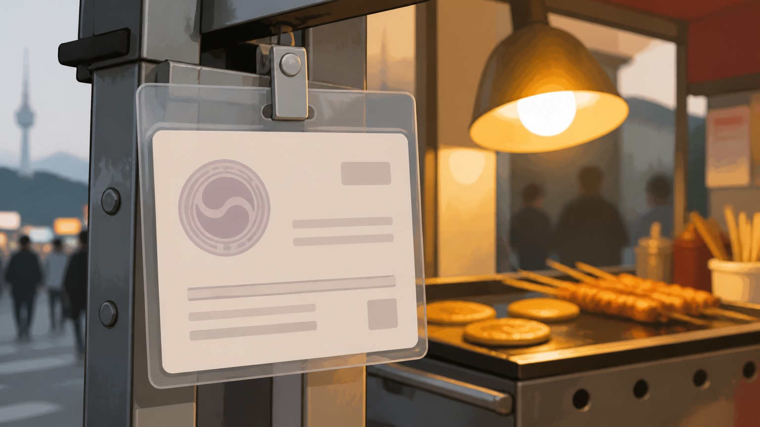 The permit is required to be visible on the cart. Illustration.