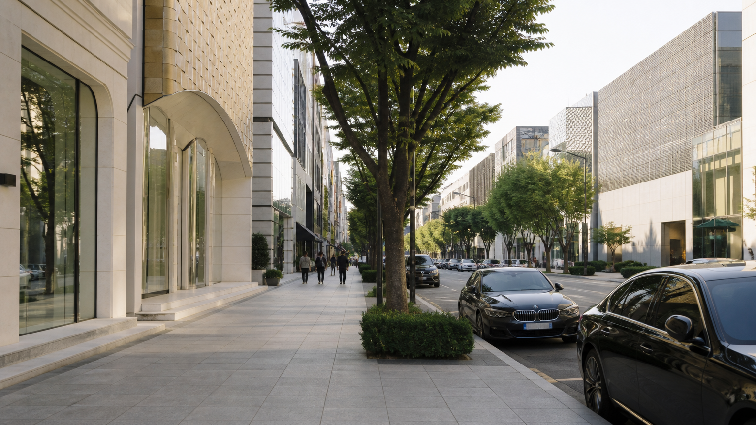 A street in Cheongdam, quieter and more expensive. Illustration.