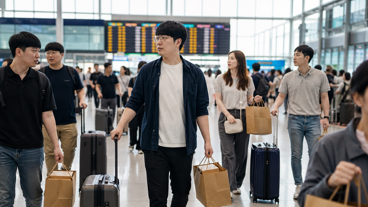 AI-generated illustration of a Korean station concourse, not a photo of Sungsimdang