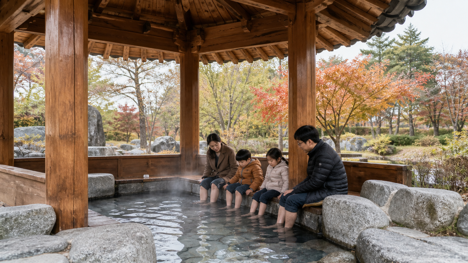 Illustration: a pavilion-type foot bath, one of the four in the park.