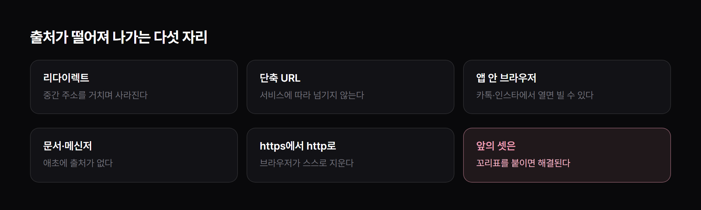 출처가 떨어져 나가는 다섯 자리.