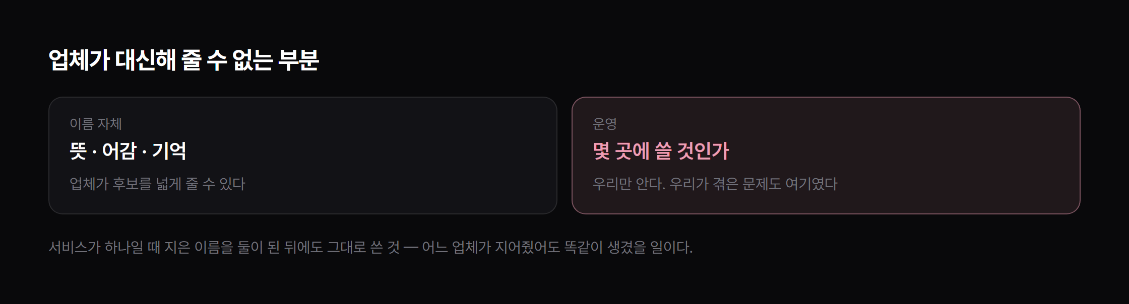 업체가 대신해 줄 수 없는 부분이 있습니다.