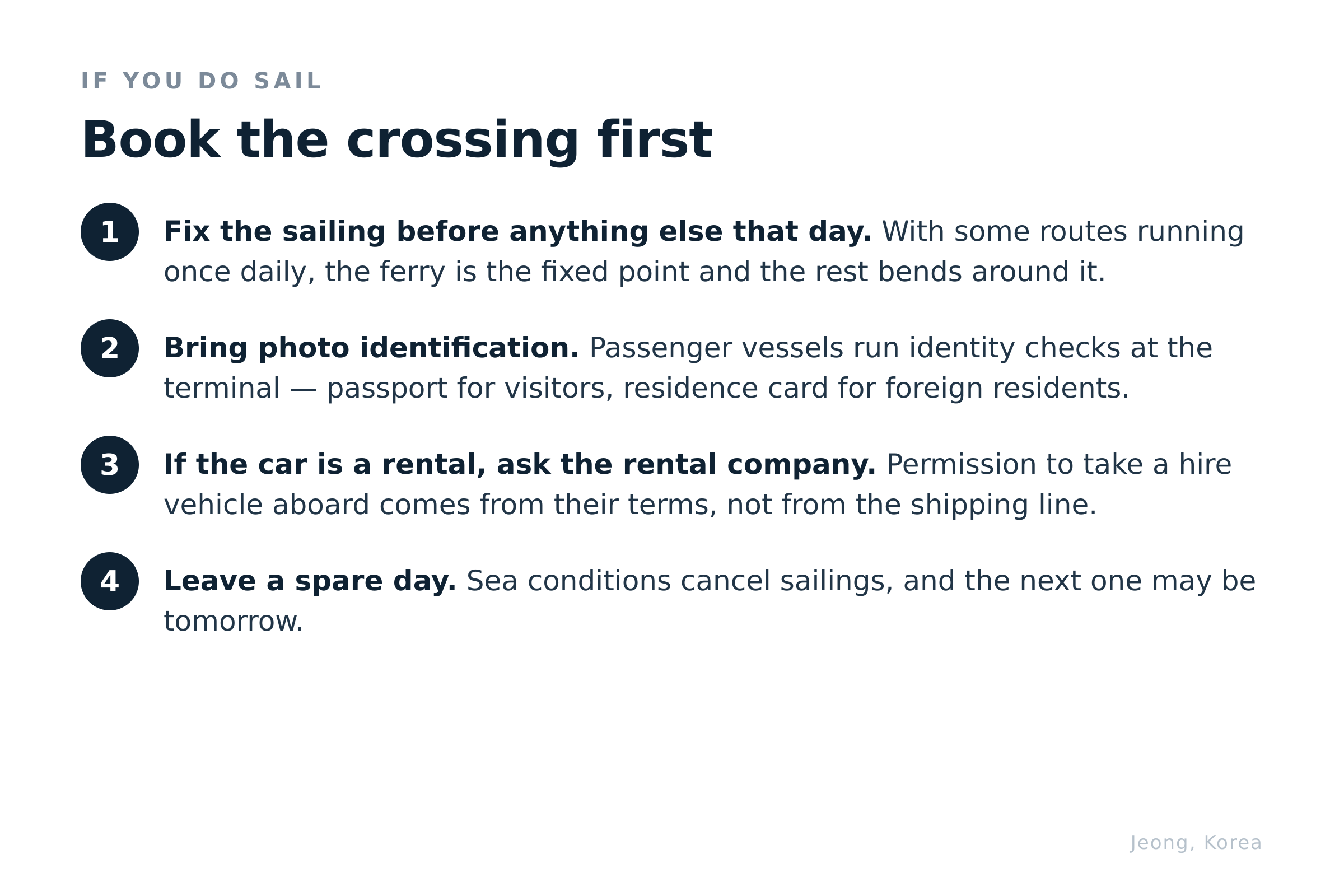 If you do sail, the sailing is the fixed point in the day. Diagram: Jeong, Korea