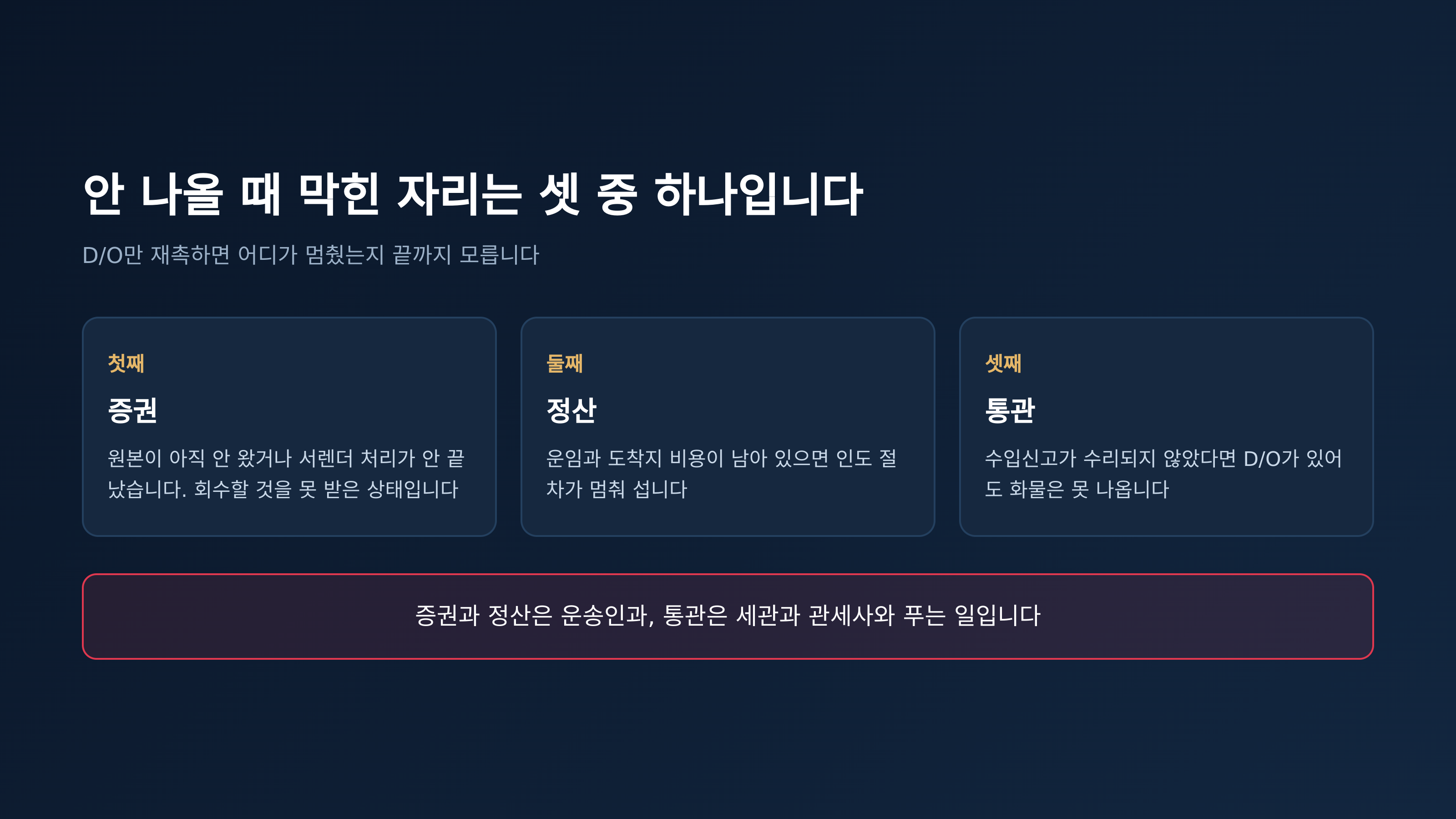 화물이 안 나올 때 막힌 자리 세 곳