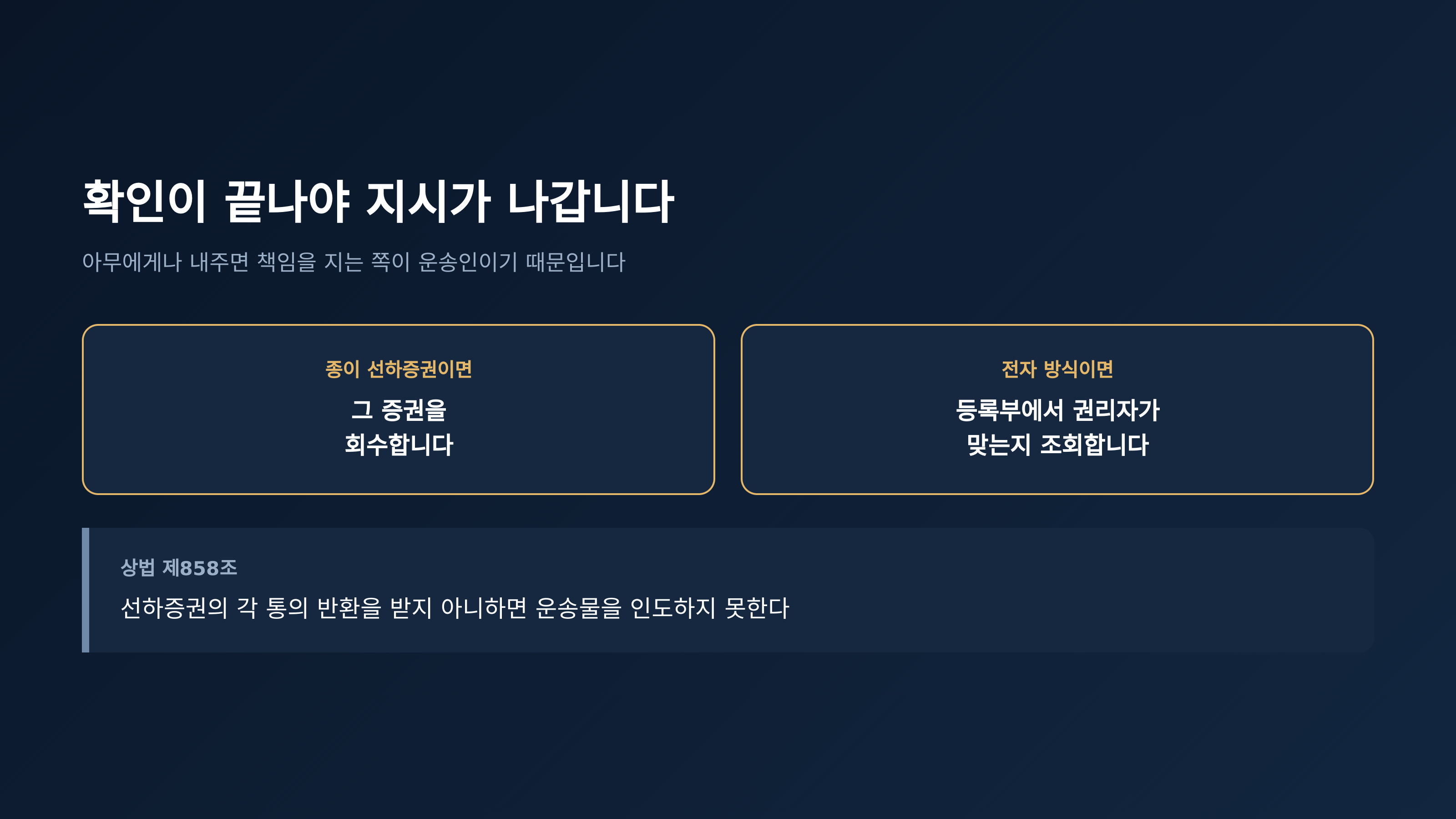 권리자 확인이 끝나야 지시가 나갑니다 (출처 : 국가법령정보센터)